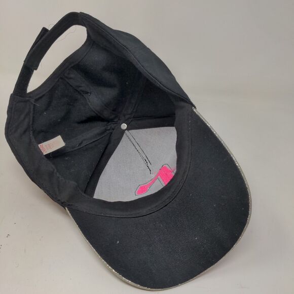 Justice Girl's Strapback Hat Black Size OS Shiny Sparkly Fuzzy C Logo - Picture 6 of 7